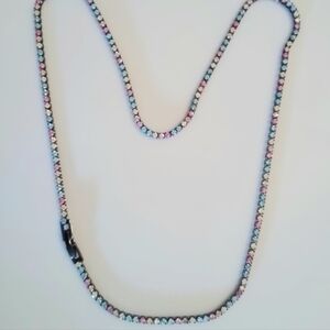 Rhodium Pastel Galaxy Candy Multicolor Tennis Necklace